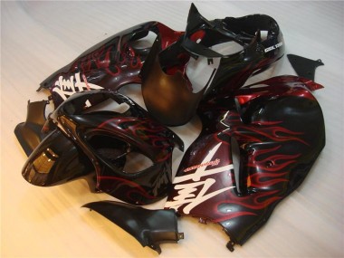 1996-2007 Black Red Flame Suzuki GSXR 1300 Hayabusa Motorbike Fairing