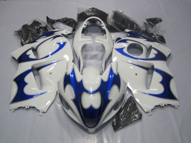 1996-2007 White Blue Suzuki GSXR1300 Hayabusa Bike Fairing Kit