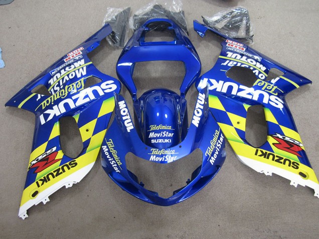 2001-2003 Blue Yellow Telefumia Movistar Suzuki GSXR600 Motor Bike Fairings