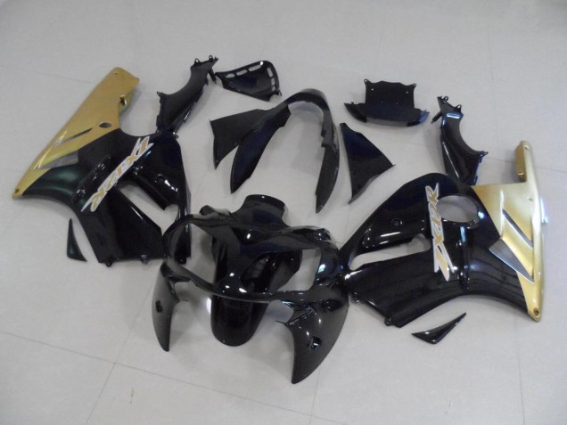 2002-2006 Black and Gold Kawasaki ZX12R Motorcycle Replacement Fairings