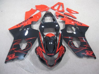 2004-2005 Black Red Suzuki GSXR600 Bike Fairings