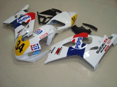 2004-2005 White Blue Pepsi 34 Suzuki GSXR750 Replacement Motorcycle Fairings