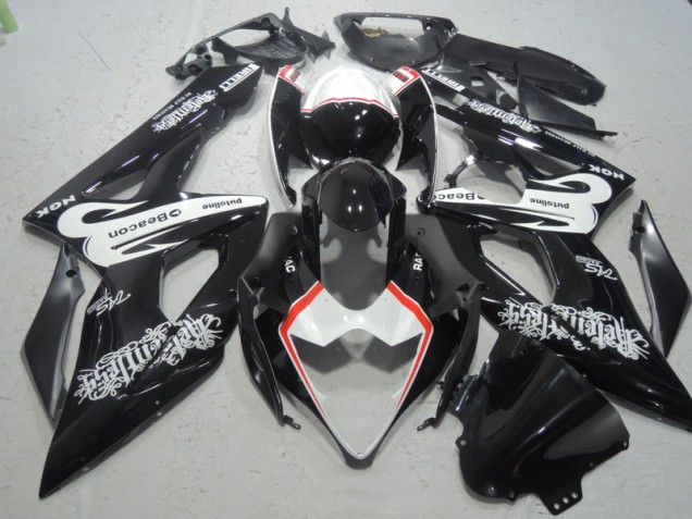 2005-2006 Black White Beacon Suzuki GSXR1000 Bike Fairing Kit