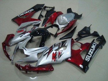 2005-2006 Silver Red Suzuki GSXR 1000 Bike Fairings