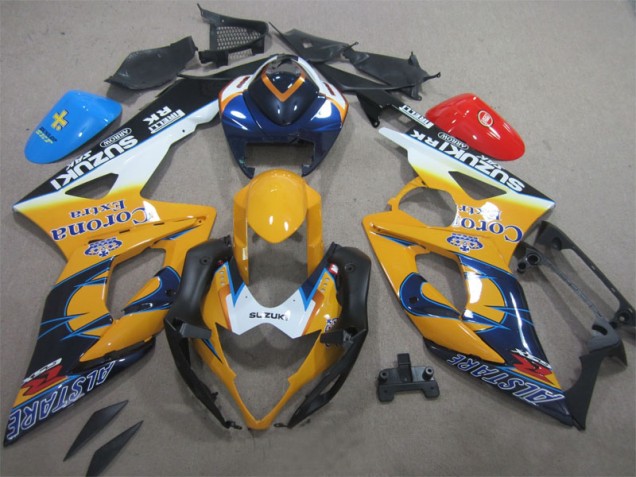 2005-2006 Yellow Blue Corona Extra Suzuki GSXR1000 Moto Fairings