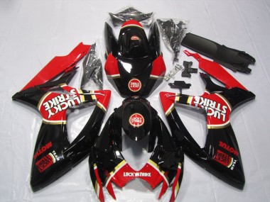 2006-2007 Black Red Lucky Strike Motul Suzuki GSXR600 Bike Fairing Kit