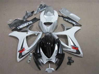 2006-2007 Black White Suzuki GSXR600 Motorcycle Fairing Kit