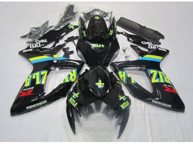 2006-2007 Black Yellow Rizla Suzuki GSXR600 Moto Fairings