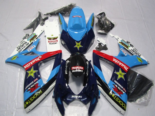 2006-2007 Blue White Rockstar Makita Suzuki GSXR600 Motor Bike Fairings