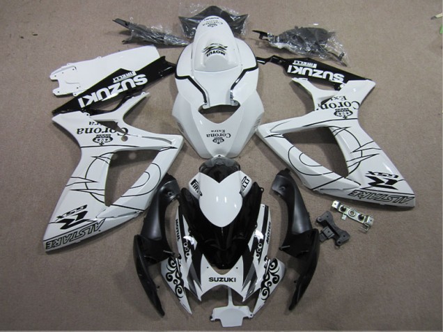 2006-2007 White Black Corona Extra Suzuki GSXR600 Motorcycle Fairings