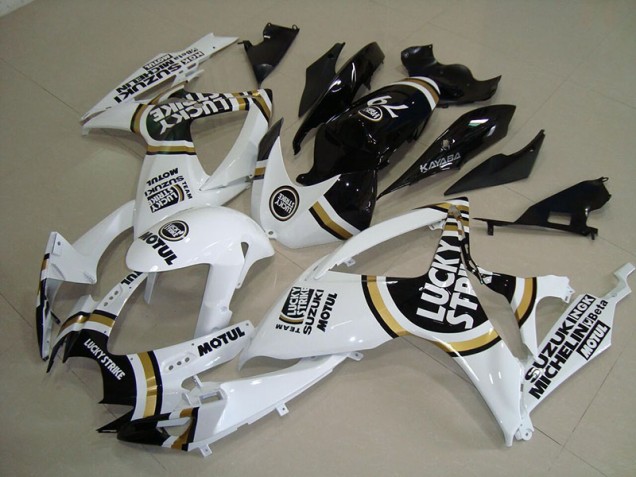 2006-2007 White Lucky Strike Black Motul Suzuki GSXR750 Motorcycle Fairings Kit