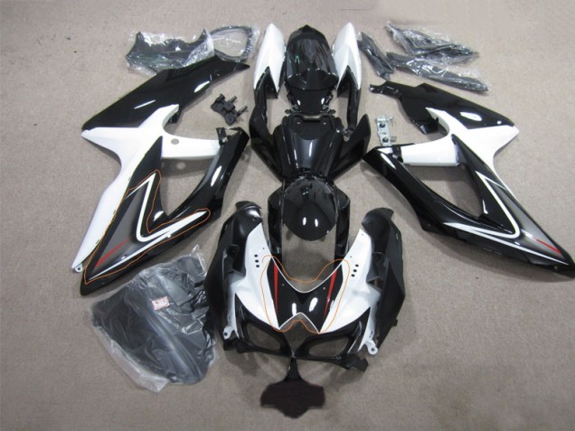 2008-2010 Black White Suzuki GSXR600 Replacement Fairings