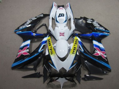 2008-2010 White Dark Dog 07 Suzuki GSXR600 Motorcycle Replacement Fairings