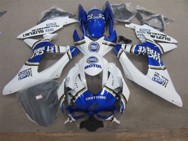 2008-2010 White Lucky Strike Blue Motul Suzuki GSXR600 Motor Fairings