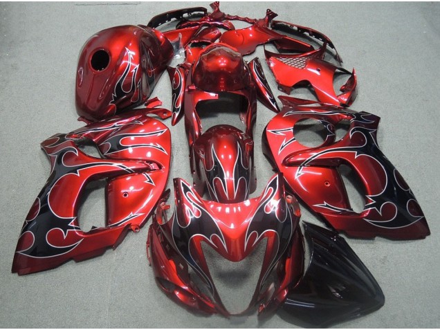 2008-2019 Red Black Flame Suzuki GSXR1300 Hayabusa Motorcycle Fairings