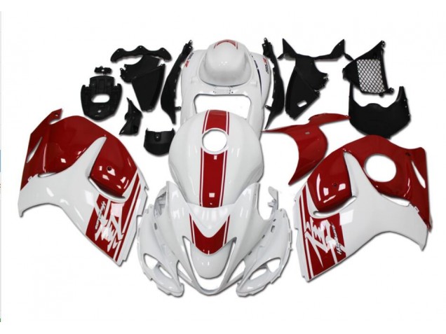 2008-2019 White Red Suzuki GSXR 1300 Hayabusa Replacement Fairings