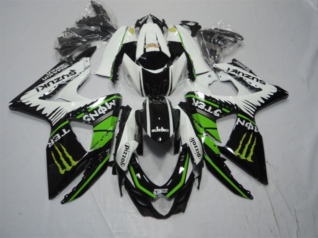 2009-2016 Black White Green Monster Pizzoli Suzuki GSXR1000 Moto Fairings